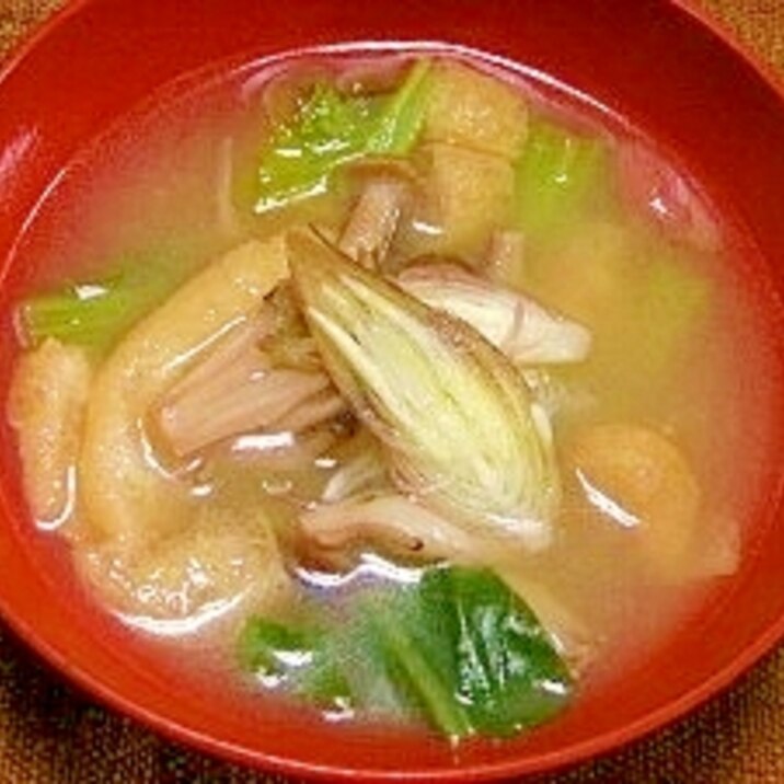 毎日のお味噌汁58杯目*小松菜とシメジ、ミョウガ